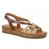 Sandale cu platforma de dama din piele naturala si textil DiAmanti Corine maro cu bej